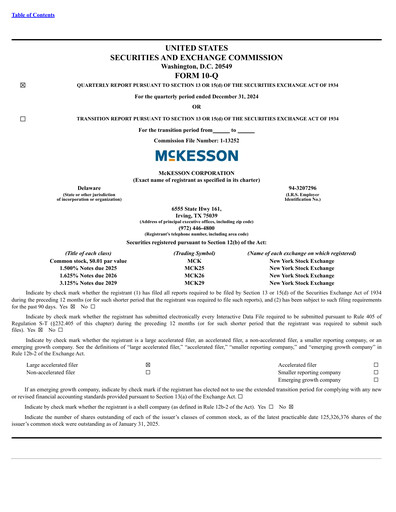 Thumbnail McKesson Quarterly Report 2025-q3