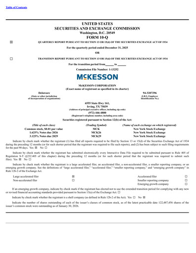 Thumbnail McKesson Quarterly Report 2026-q3