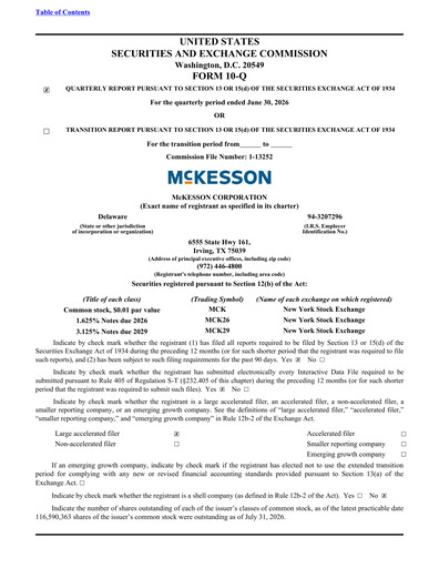 Thumbnail McKesson Quarterly Report 2027-q1