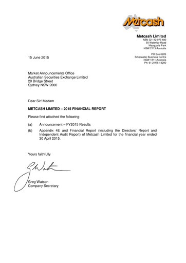 Thumbnail Metcash Financial Statement 2015