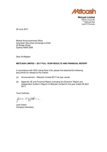 Thumbnail Metcash Financial Statement 2017