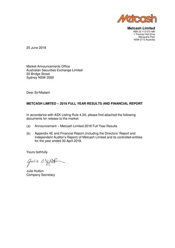 Thumbnail Metcash Financial Statement 2018