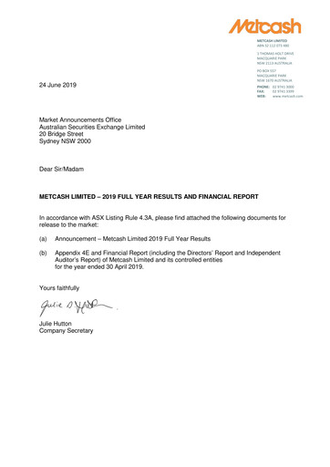 Thumbnail Metcash Financial Statement 2019