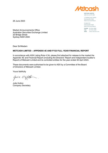 Thumbnail Metcash Financial Statement 2023