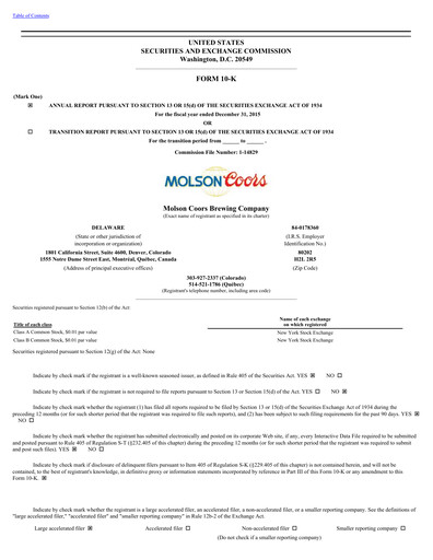 Thumbnail Molson Coors Annual Report 2015