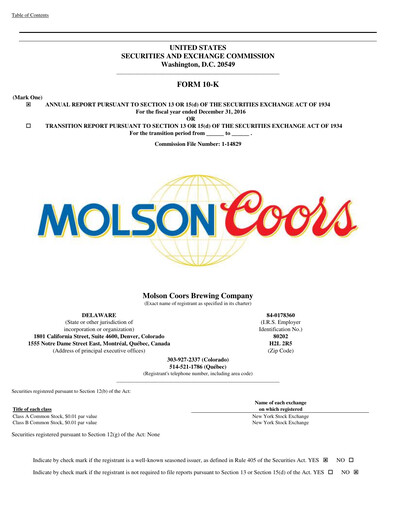 Thumbnail Molson Coors Annual Report 2016