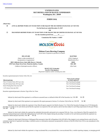 Thumbnail Molson Coors Annual Report 2017