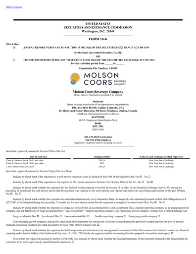 Thumbnail Molson Coors Annual Report 2023