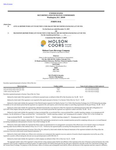 Thumbnail Molson Coors Annual Report 2025