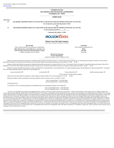 Thumbnail Molson Coors Quarterly Report 2016-q3