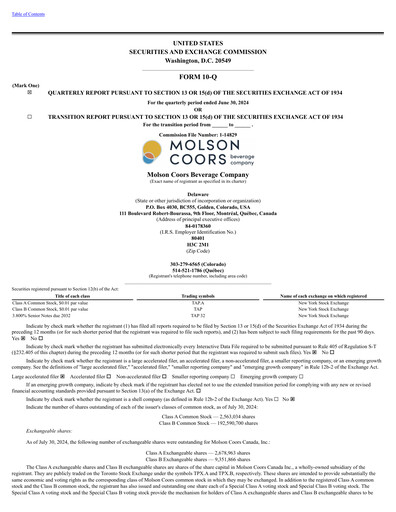 Thumbnail Molson Coors Quarterly Report 2024-q2