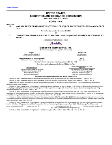 Thumbnail Mondelez International Annual Report 2013