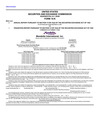 Thumbnail Mondelez International Annual Report 2017