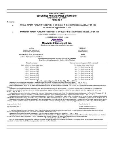 Thumbnail Mondelez International Annual Report 2018