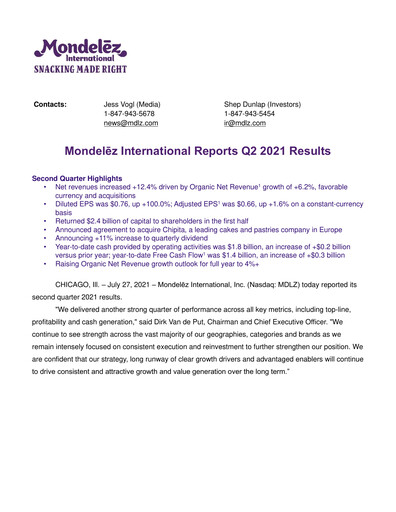 Thumbnail Mondelez International Quarterly Report 2021-q2