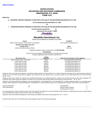 Thumbnail Mondelez International Quarterly Report 2024-q1