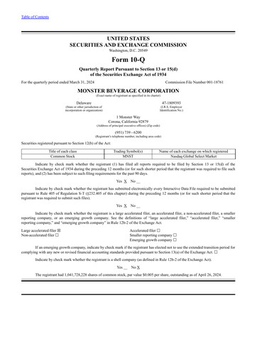 Thumbnail Monster Beverage Quarterly Report 2024-q1