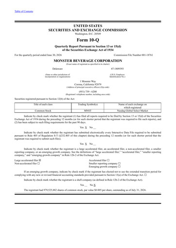 Thumbnail Monster Beverage Quarterly Report 2026-q2