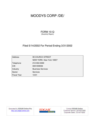 Thumbnail Moody's Quarterly Report 2002-q1