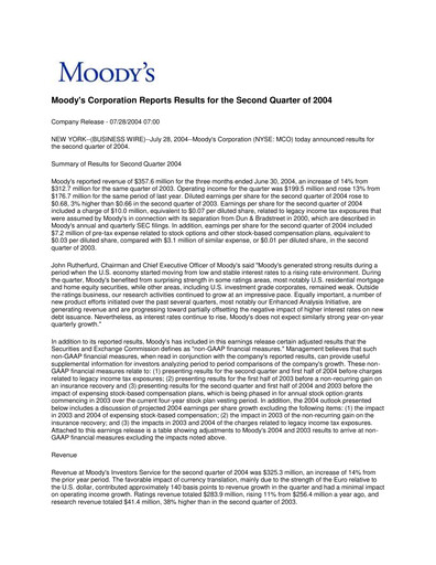 Vorschaubild Moody's Quartalsbericht 2004-q2