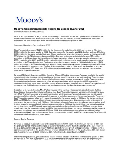 Vorschaubild Moody's Quartalsbericht 2005-q2