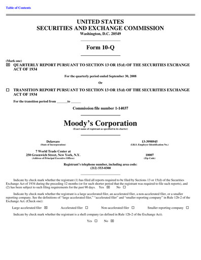Thumbnail Moody's Quarterly Report 2008-q3