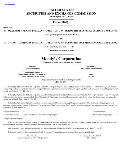 Thumbnail Moody's Quarterly Report 2017-q1