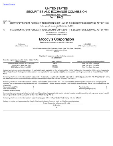 Thumbnail Moody's Quarterly Report 2024-q3
