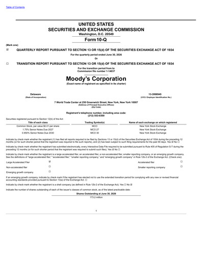 Thumbnail Moody's Quarterly Report 2026-q2