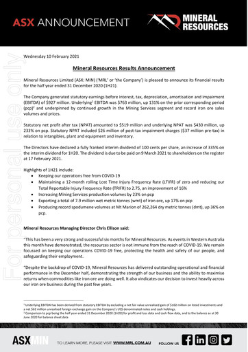 Thumbnail Mineral Resources Half-year Report 2021-h1