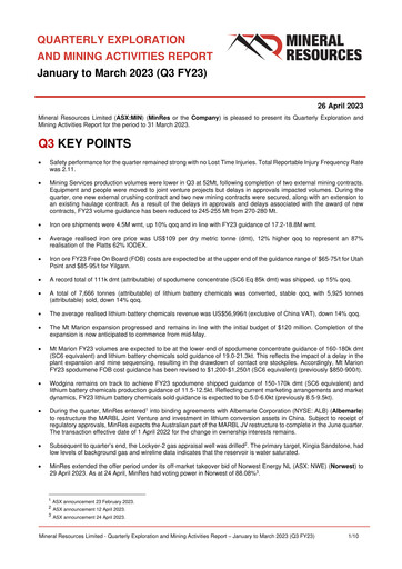 Thumbnail Mineral Resources Quarterly Report 2023-q3