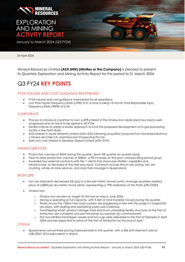 Thumbnail Mineral Resources Quarterly Report 2024-q3