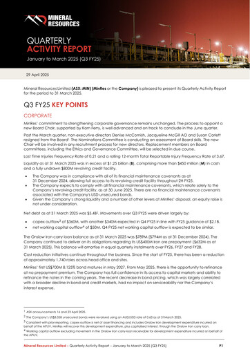 Thumbnail Mineral Resources Quarterly Report 2025-q3