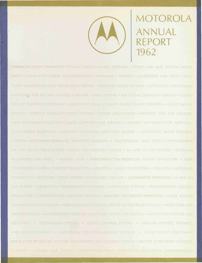 Thumbnail Motorola Solutions
 Annual Report 1962