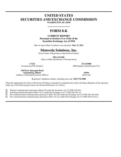 Thumbnail Motorola Solutions
 Annual Report 2010