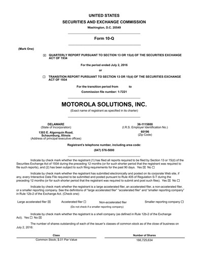 Thumbnail Motorola Solutions
 Quarterly Report 2016-q2