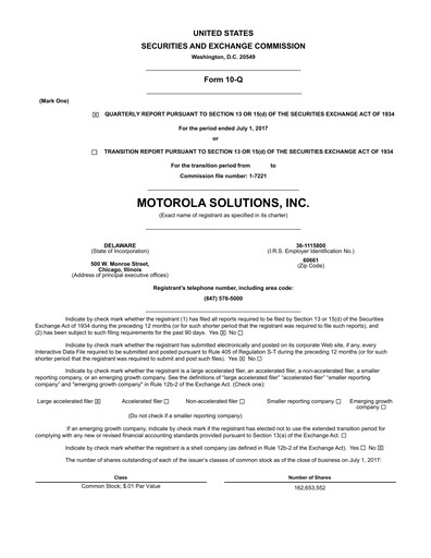 Thumbnail Motorola Solutions
 Quarterly Report 2017-q2