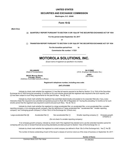 Thumbnail Motorola Solutions
 Quarterly Report 2017-q3