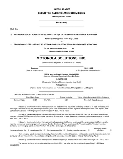 Thumbnail Motorola Solutions
 Quarterly Report 2026-q2