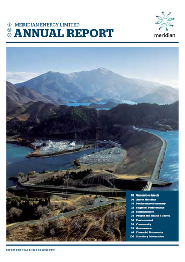 Thumbnail Meridian Energy Annual Report 2012