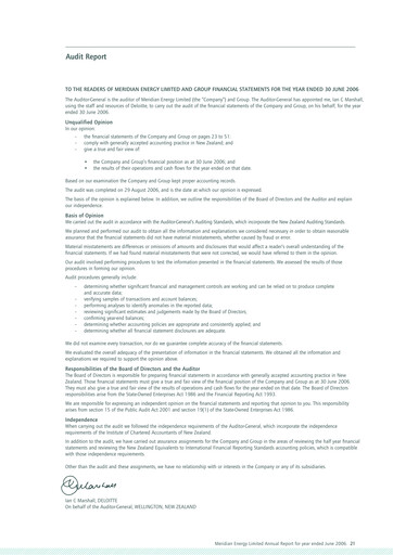 Thumbnail Meridian Energy Financial Statement 2006
