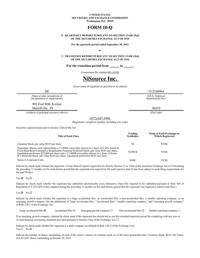 Miniature NiSource
 Rapport trimestriel 2023-q3