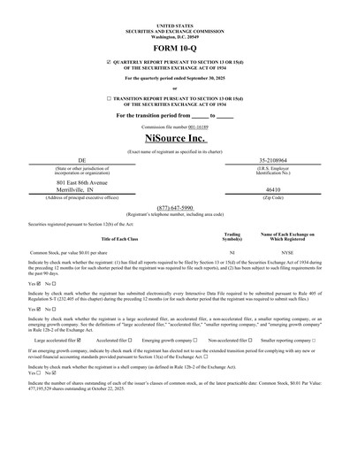 Miniature NiSource
 Rapport trimestriel 2025-q3