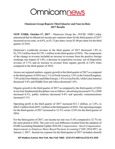 Vorschaubild Omnicom Group Quartalsbericht 2017-q3