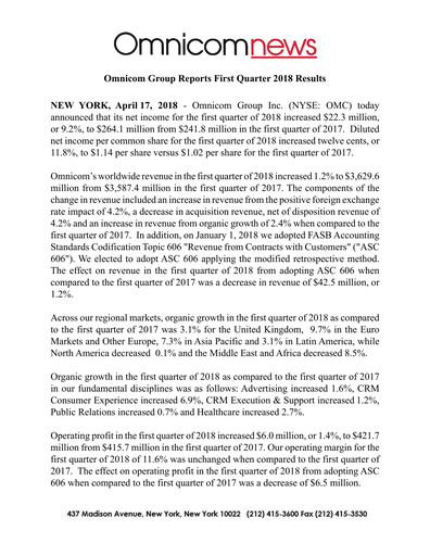 Vorschaubild Omnicom Group Quartalsbericht 2018-q1