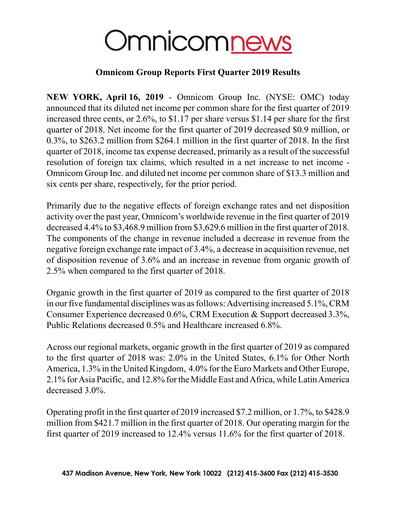 Vorschaubild Omnicom Group Quartalsbericht 2019-q1