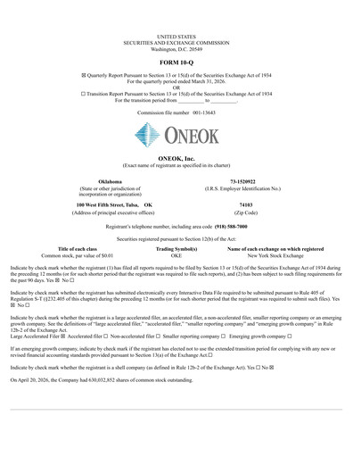 Thumbnail Oneok Quarterly Report 2026-q1