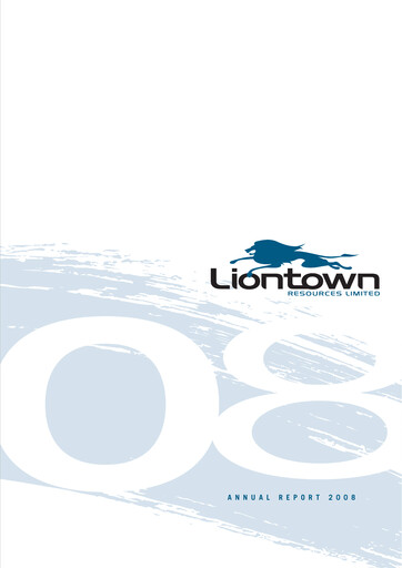 Thumbnail Liontown Resources
 Annual Report 2008