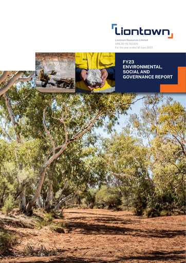 Thumbnail Liontown Resources
 ESG Report 2023