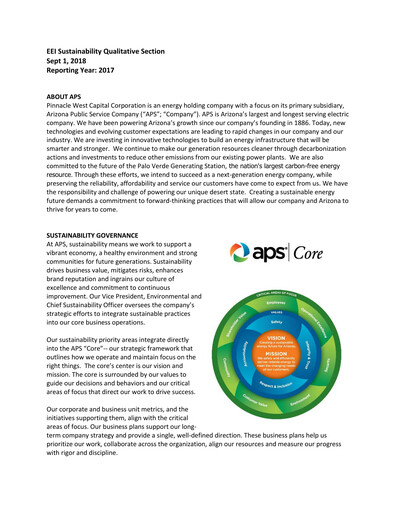 Thumbnail Pinnacle West Capital
 ESG Report 2017